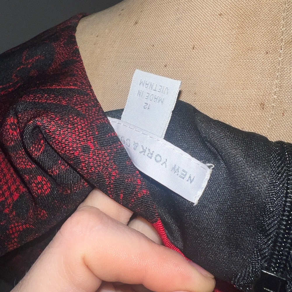 New York & Company Red and Black Lace-Trim Sheath Dress - Picture 5 of 5